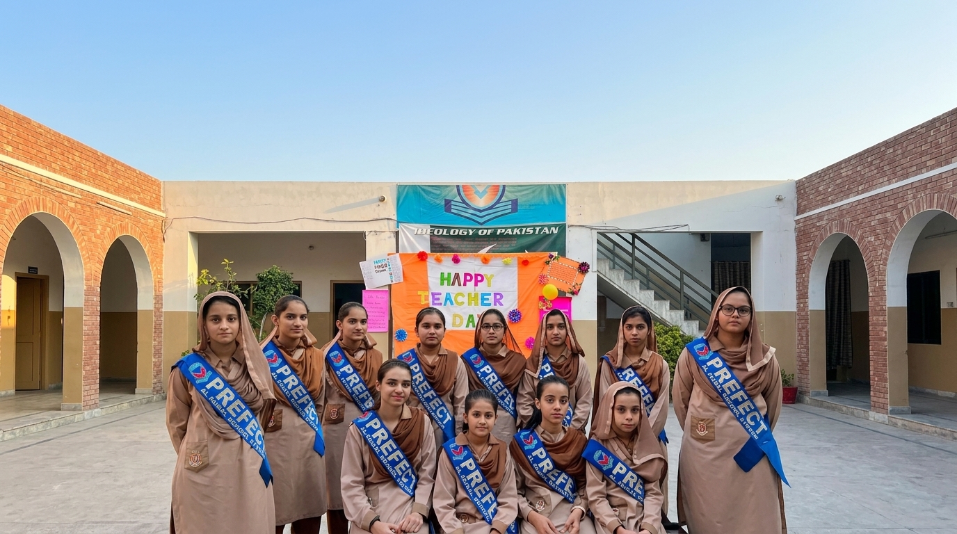 Al-Faisal School System Student Prefects in Authentic Campus Courtyard Sheikhupura